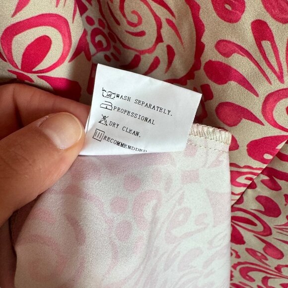 New Women's V-Neck A-Line Maxi Dress Pink & Beige Pattern Small Short Sleeve - Picture 6 of 8